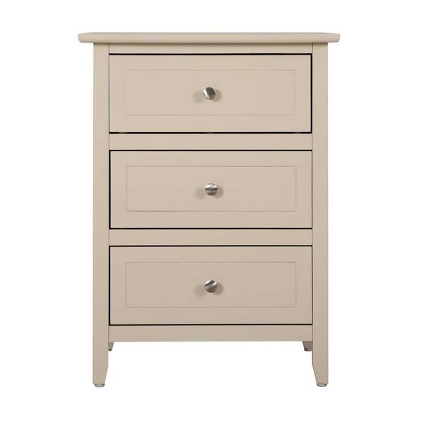 Passion Furniture Daniel 3Drawer Beige Nightstand (25 in. H x 15 in. W