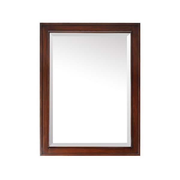 Avanity Brentwood 24 in. W x 32 in. H Framed Rectangular Beveled Edge Bathroom Vanity Mirror in New Walnut