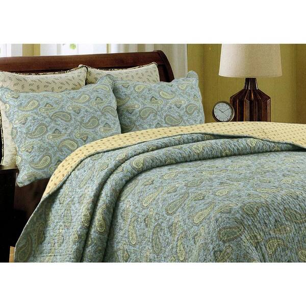 Cozy Line Home Fashions Country Stream, Blue And Yellow Bedding King Size