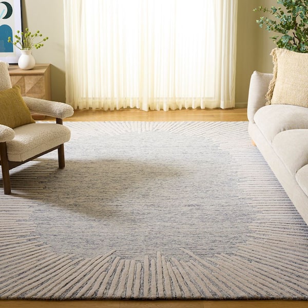 Abstract 11 ft. x 15 ft. Gray/Ivory Marle Eclectic Area Rug