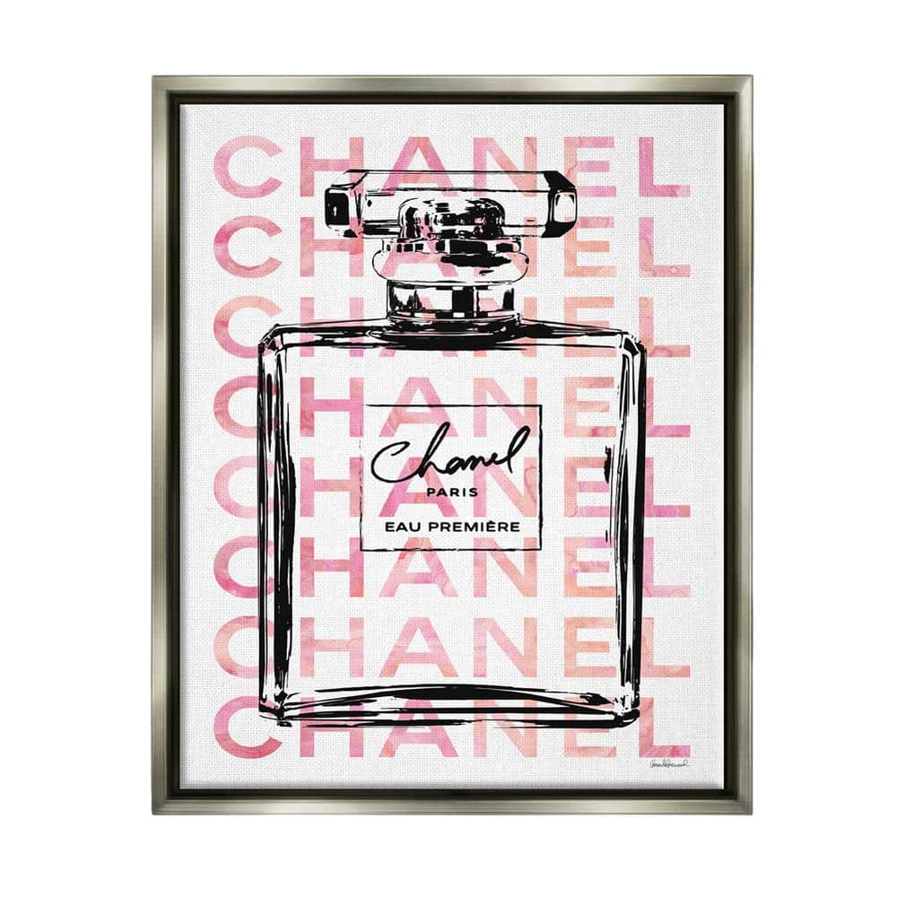 The Stupell Home Decor Collection Glam Perfume Bottle With Words Pink Black  by Amanda Greenwood Floater Frame Culture Wall Art Print 17 in. x 21 in.  agp-110_ffl_16x20 - The Home Depot