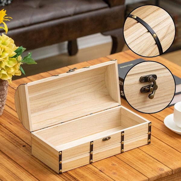 Vintiquewise Unfinished Vintage-Style Wooden Treasure Chest Dome