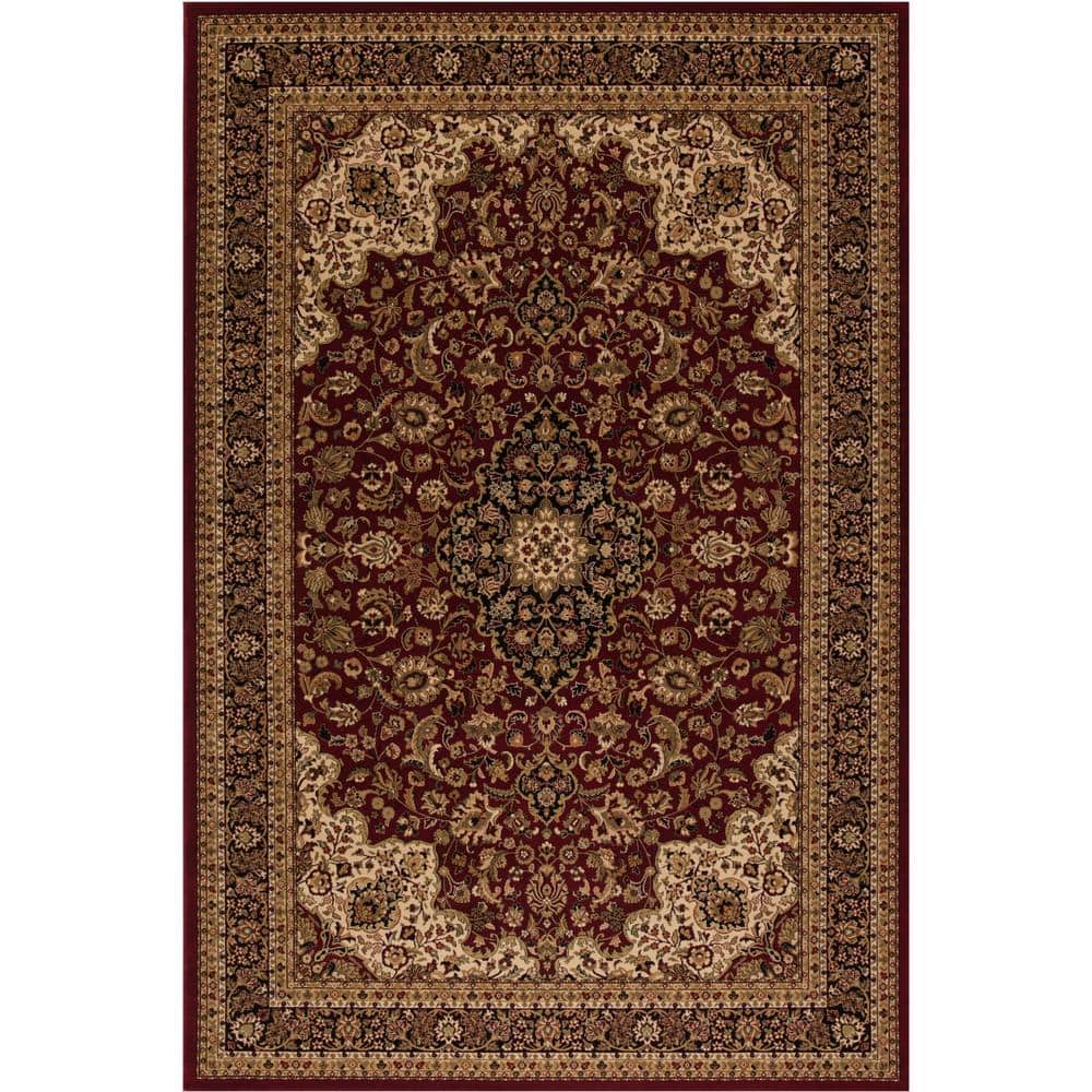 Elegant Red Medallion 5'3" x 7'7" Synthetic Area Rug with Easy Care