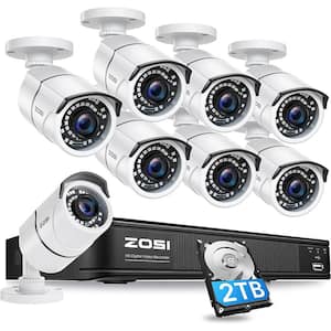 8 Channel 5MP-Lite 2TB DVR Outdoor/Indoor Security Camera System with 8 1080p Wired Bullet Cameras