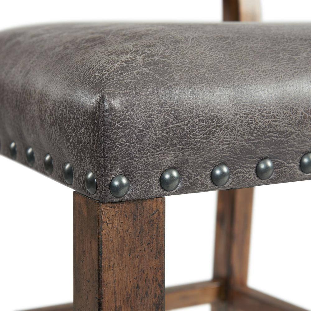 Tall Back Gray Faux Leather and Wood Dining Chair Set