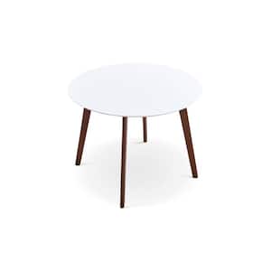 Irvine Mid Century Modern White Wood Top 39.4 in. 4 Legs Dining Table Seats 4