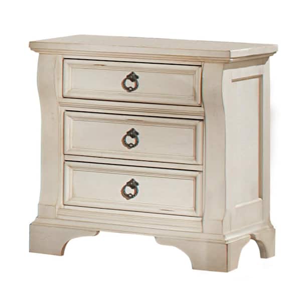 American Woodcrafters Heirloom Antique White 3-Drawer 20 in. W Nightstand
