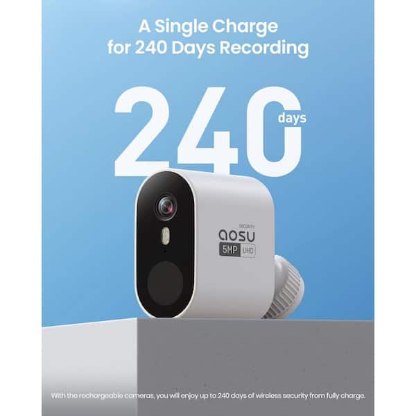 aosu Solar Security Camera Kit-5MP 166° View Angle With 32GB