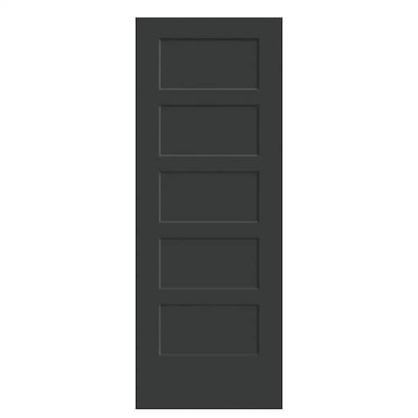 Masonite 28 in. x 80 in. 5-Panel Bayshore Single Bore Solid Core Jet Black Molded Composite Interior Door Slab