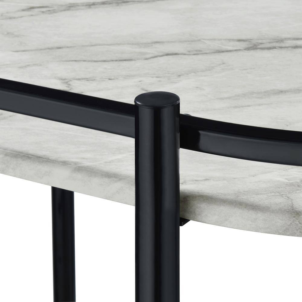 Black and White Faux Marble Rectangular Bar Cart with Wine Rack
