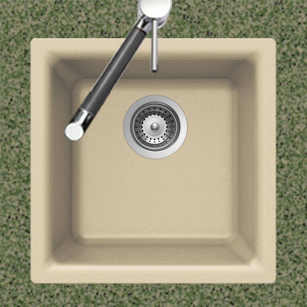 Sand Granite Composite Single Bowl Bar Sink, 18-inch