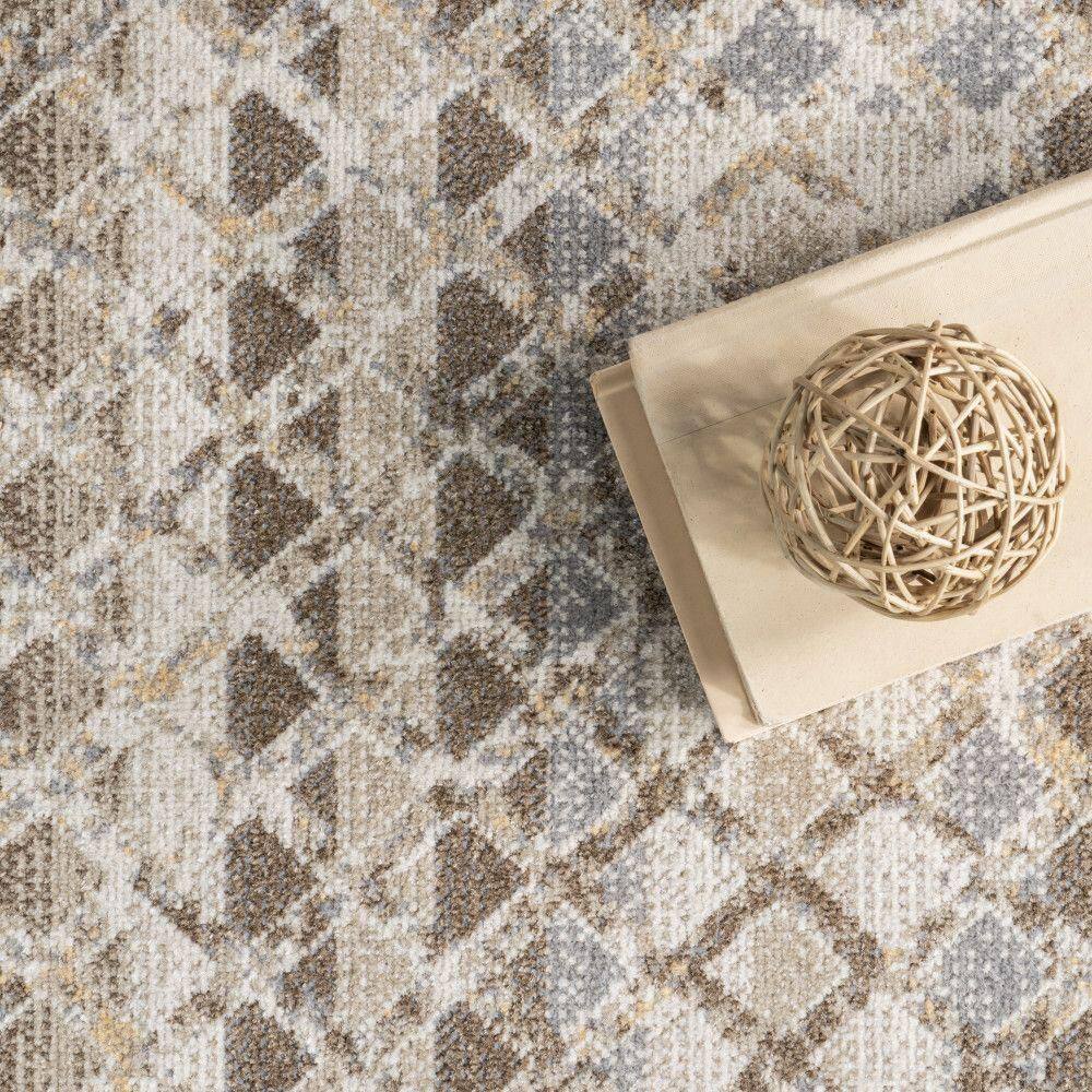 Eco-Friendly Beige Bohemian 8' x 10' Machine Washable Area Rug