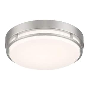 Noble 10 in. Brushed Nickel Modern Integrated LED Flush Mount with Selectable CCT for Kitchens or Bedrooms