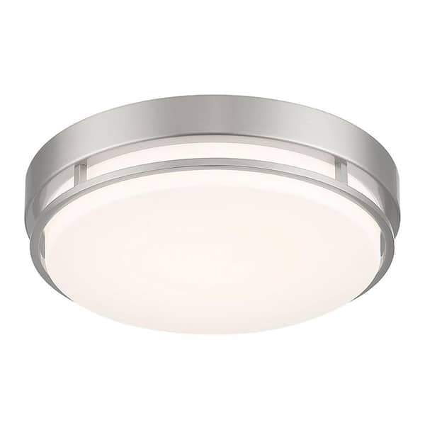 EnviroLite Noble 10 in. Modern Brushed Nickel Selectable CCT Integrated LED Flush Mount for Kitchens