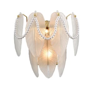 11.93 in. 2 Light White Modern Wall Sconce with Standard Shade