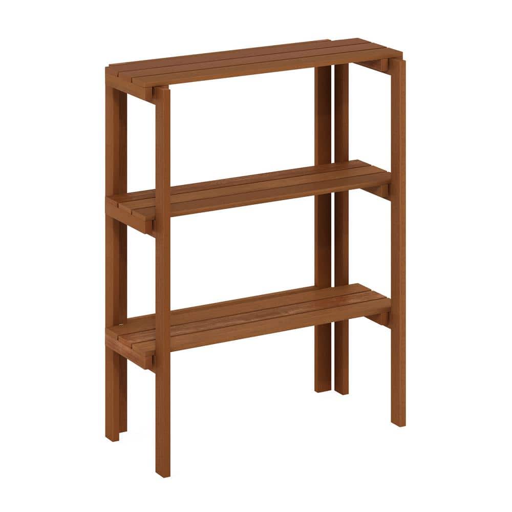 Tioman 36.02 in. H x 28.54 in. W x 13 in. D Outdoor Natural Wood 3-Tier Plant Stand