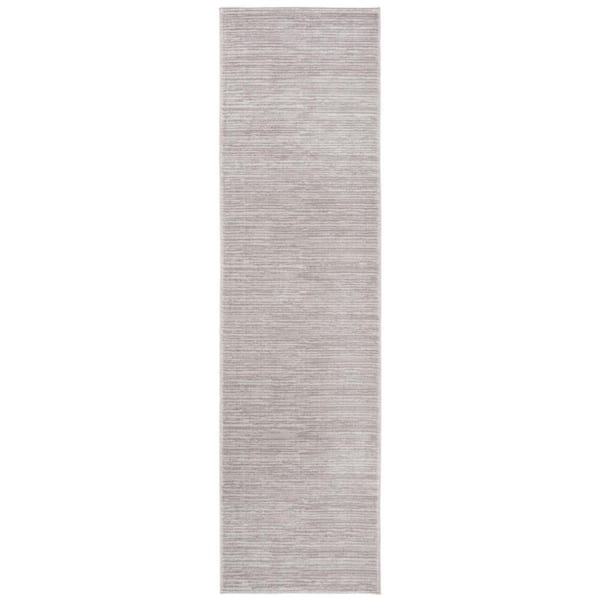 Unbranded Gray Polypropylene 2 ft. 2 in. x 8 ft. Solid Color Indoor Runner Rug