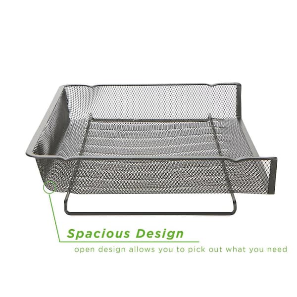 Lorell Black Mesh/Wire Desktop Organizer, 15.8 x 12.9 x 14.4