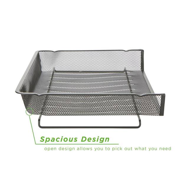 Mind Reader Stackable Letter Tray, Tray Mesh Desk Organizer Document Holder Black 4 Piece Astack4 Blk