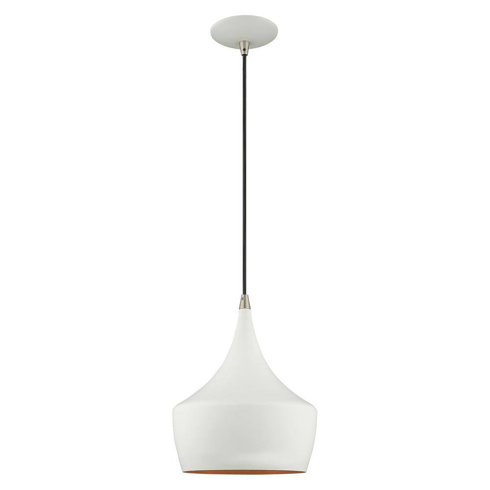 Waldorf Mini White Aluminum Pendant with Gold Lining