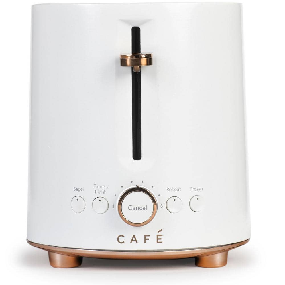 Matte White 2-Slice Stainless Steel Toaster with Wide Slots