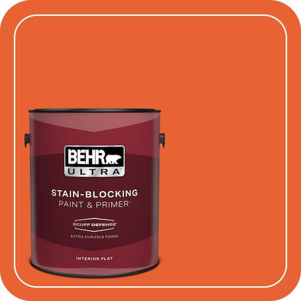 BEHR ULTRA 1 gal. #210B-7 Flame Extra Durable Flat Interior Paint & Primer