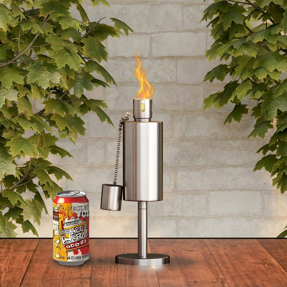 Pure Garden 10.5 in. Stainless Steel Tabletop Torch Lamp