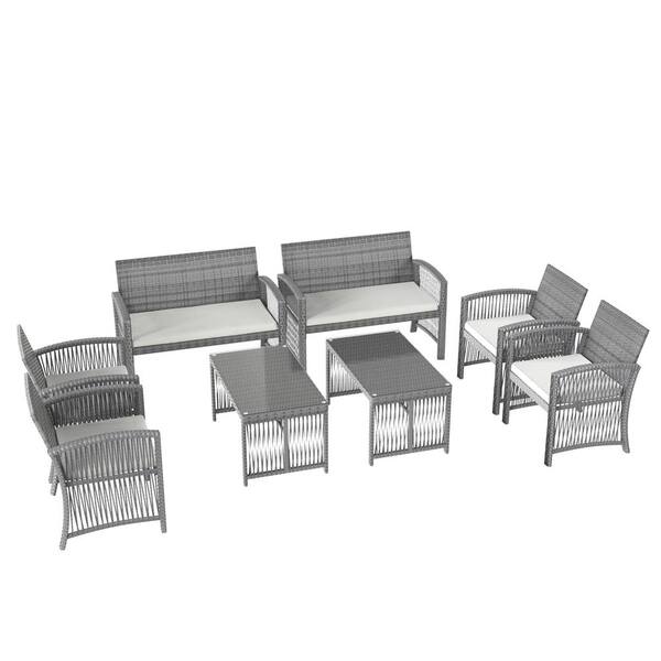 barletta rattan garden furniture set grey