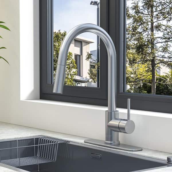 Expedition Series 16 in. 1-Handle Pull-Down Sprayer Kitchen Faucet in Brushed Nickel with 1.8 GPM and Dual Spray Modes