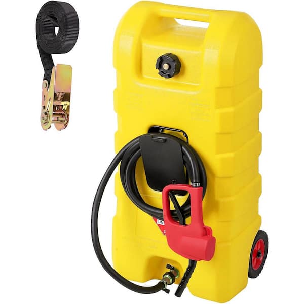 15 Gallon Portable Fuel Storage Tank with Manual Siphon Pump and 10FT Hose, Yellow