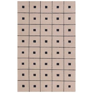 Martha Stewart Beige/Black 3 ft. x 5 ft. Geometric Squares Area Rug