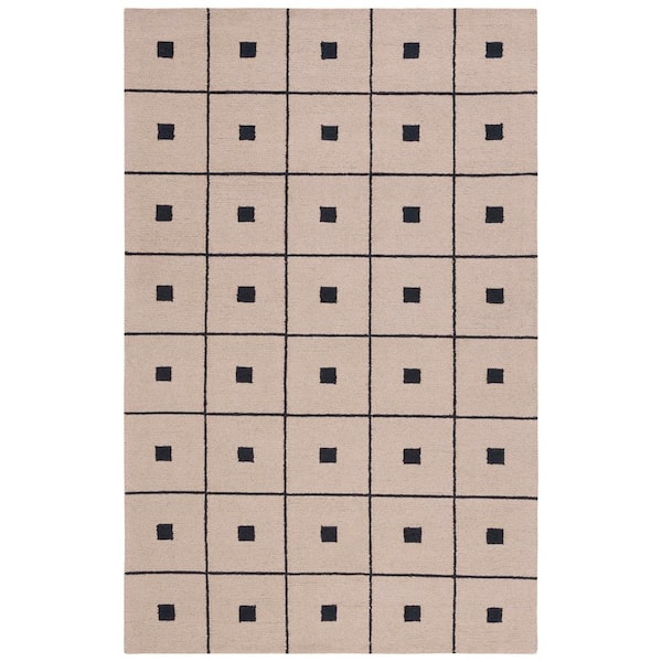 SAFAVIEH Martha Stewart Beige/Black 4 ft. x 6 ft. Geometric Squares Area Rug