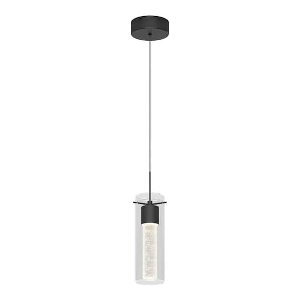 Essence 8.5-Watt 1-Light Matte Black Bubble Integrated LED Pendant Light - Contemporary Pendant Light Fixture