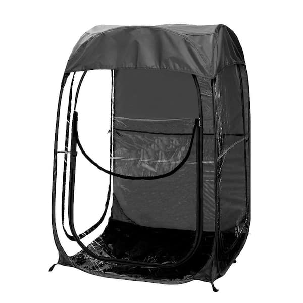 FH Series 3.3 ft. x 3.3 ft. Black Portable Pop Up Sports Tent Fishing and Camping Protection from Cold Wind, Black