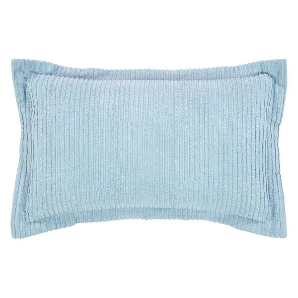 Better Trends Julian Collection in Solid Stripes Design Blue King 100% Cotton Tufted Chenille Sham