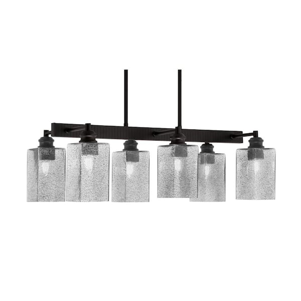 Unbranded Albany 6 Light Espresso Downlight Chandelier, Linear Chandelier for the Kitchen with Smoke Bubble Glass Shades