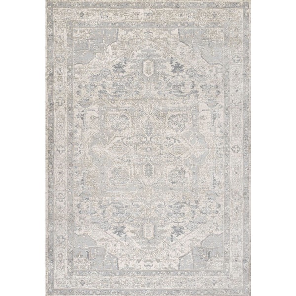 Modern 5 ft. x 8 ft. Persian Vintage Medallion Cream/Light Gray Area Rug