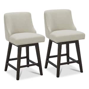 Martin 26 in. Linen High Back Solid Wood Frame Swivel Counter Height Bar Stool with Fabric Seat(Set of 2)