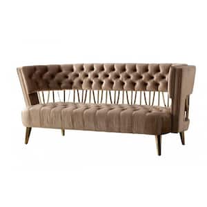 62 in. Solid Color Velvet 2 Seater Loveseat with Gold Metal Legs