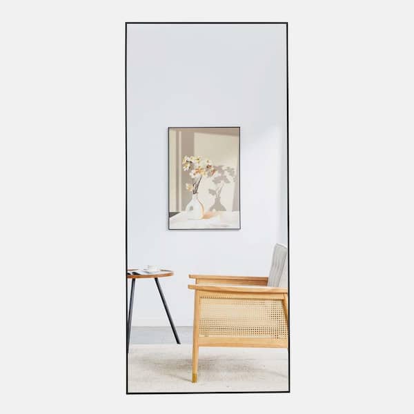 wetiny 31.4 in. W x 71 in. H Rectangle Solid Wood Frame Black Mirror