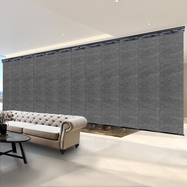 Granite Gray 140 in. x 260 in. W x 94 in. L Adjustable 12-Panel Black Double Rail Panel Track with 23.5 in. Slates