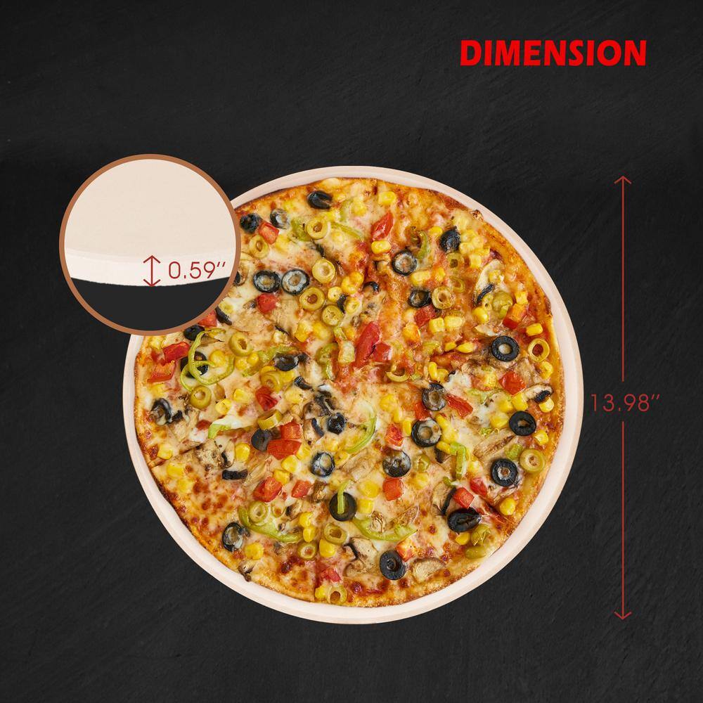 Royal Gourmet 14" Round Cordierite Pizza Stone for Oven and Grill