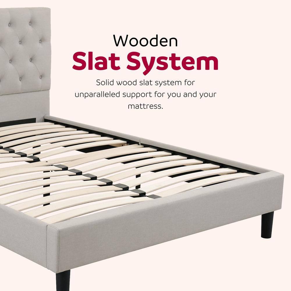 Ellie Queen-Size Gray Linen Tufted Upholstered Bed Frame