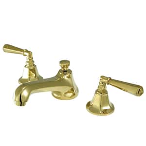 Metropolitan 2-Handle 8 in. Widespread Bathroom Faucets with Brass Pop-Up in Polished Brass