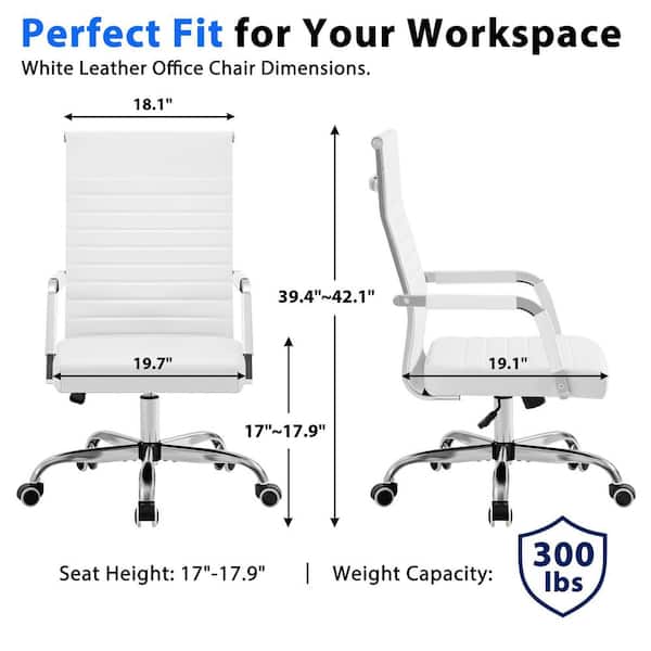 LACOO PU Leather Ergonomic Ribbed Office Mid-Back Executive Task
