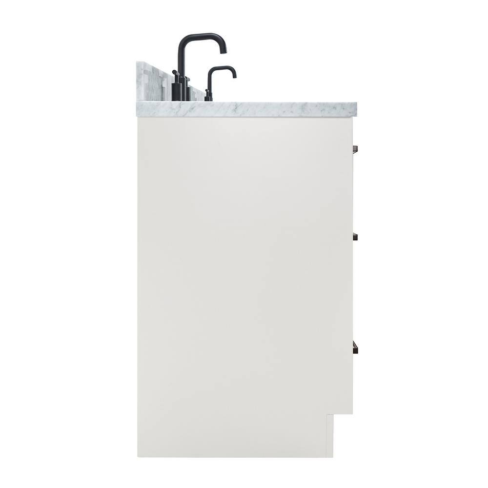Kelly 67" White Double Sink Vanity with Carrara Marble Top