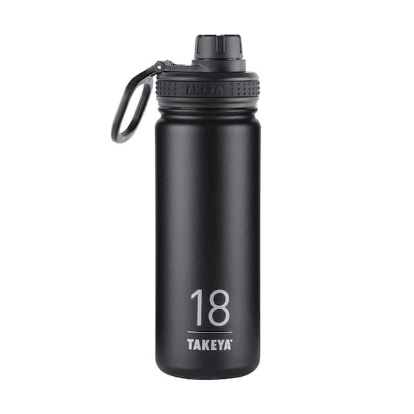 Takeya 18 Oz. Originals Insulated Stainless Steel Bottle with Spout Lid in Black