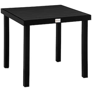 30 in. Woodgrain Black Square Aluminum Outdoor Dining Table for 4-Person