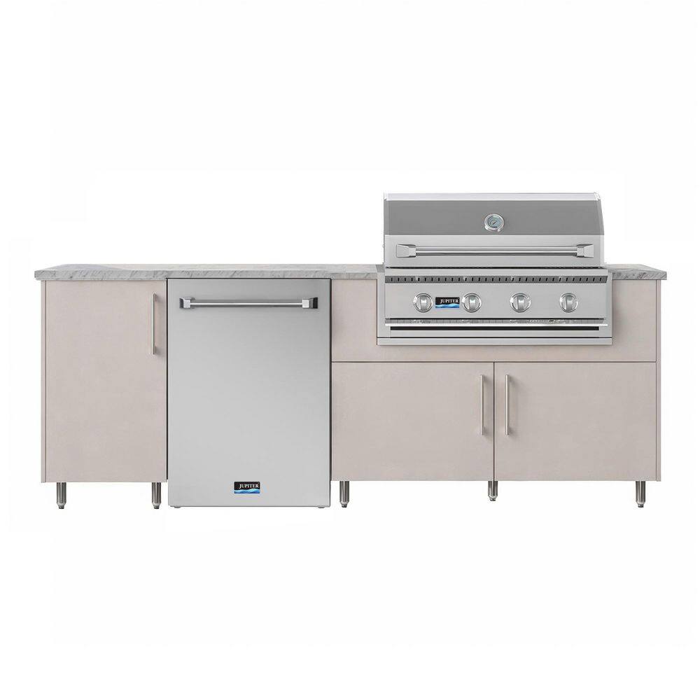 Sundown 90.5 in. W 4-Burner Propane Grill Island in Stainless Steel Miami Shoreline Gray with 2 Roll-Out Tray Cabinet price history on PriceWatchPro
