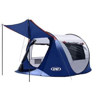 3-Person Navy Blue Instant Portable Beach Tent with 2-Doors, Vestibule and Carrying Bag for Hiking and Traveling